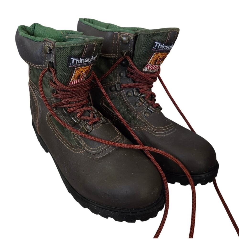 Kodiak 7.5 Brown Leather BOOTS Thinsulate Thermal Oil Resistant Green
